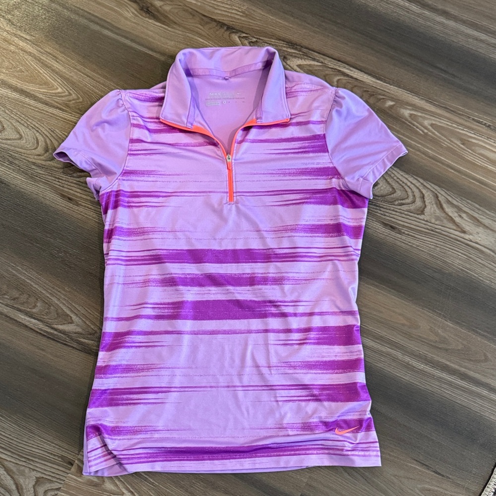 Nike Purple and Pink Striped Women's Top